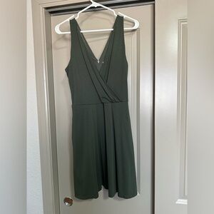 LOFT olive green, faux wrap dress